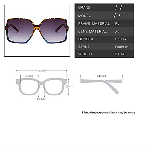 FDNFG Gafas de Sol Gafas de Sol Grandes para Mujer de Gran tamaño Mujeres Vintage Marco Cuadrado Gafas de Sol Femeninas de Gafas degradados Marrones Gafas de Sol (Lenses Color : Leopard Brown)