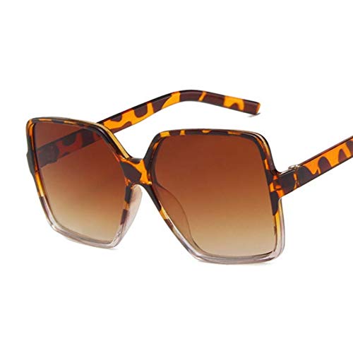 FDNFG Gafas de Sol Gafas de Sol Grandes para Mujer de Gran tamaño Mujeres Vintage Marco Cuadrado Gafas de Sol Femeninas de Gafas degradados Marrones Gafas de Sol (Lenses Color : Leopard Brown)