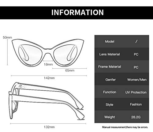 FDNFG Sexy Gato Ojo Gafas de Sol Mujeres Lujo Marca diseñador Vintage Grueso Marco Retro Sol Gafas Femenino Moda Gafas Gafas de Sol (Lenses Color : Black Gray)