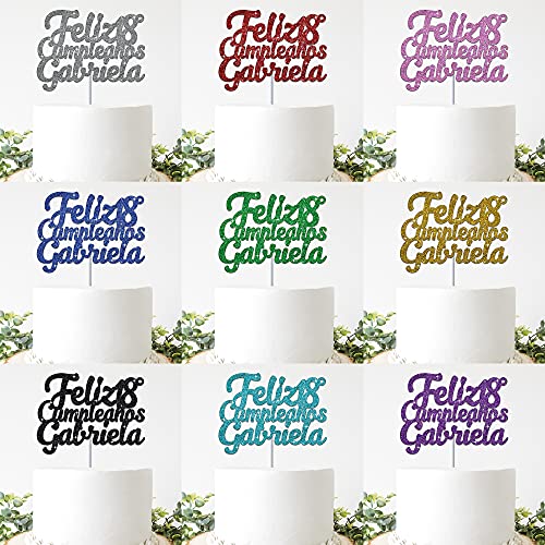 Feliz Cumpleaños Personalizado Cualquier Nombre Y Cualquier Edad Glitter Adorno De Pastel Cake Topper