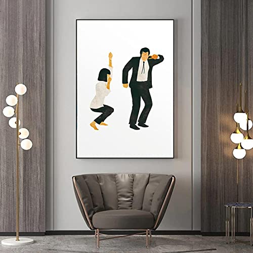 FFLSDR Pulp Fiction Póster Abstracto Impresión de Arte Clásico Danza Minimalista Cuadro sobre Lienzo para Pared Imagen Decoración para el hogar 50x65cm (20x26in) Sin Marco