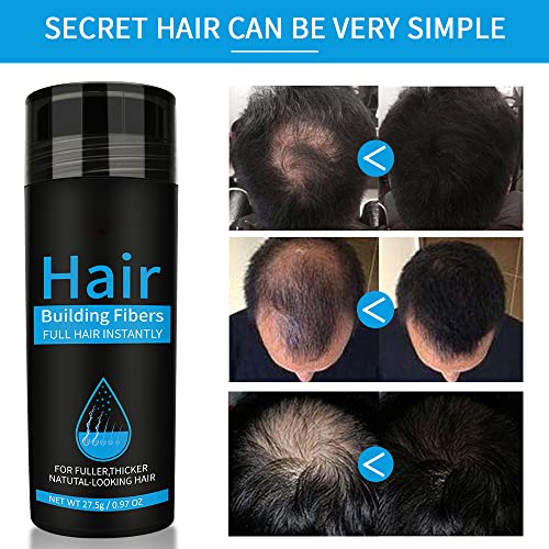 Fibras capilares con aplicador de spray, Fibras capilares con queratina natural, Polvos capilares, Polvo densificante Polvo capilar Hombres Mujeres Fibras capilares (Negro)