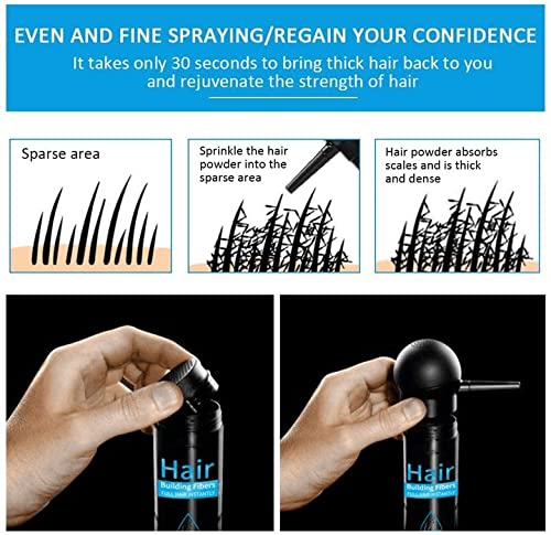 Fibras capilares con aplicador de spray, Fibras capilares con queratina natural, Polvos capilares, Polvo densificante Polvo capilar Hombres Mujeres Fibras capilares (Marron oscuro)