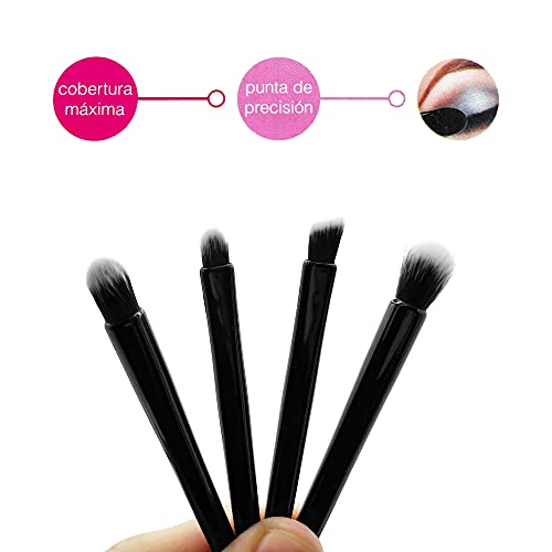 FILUMM Brochas De Maquillaje Profesional Con Espejo Pequeño De Maquillaje Plegable, Kit De Pinceles Cinco En Uno Para Viaje Y Bolso, Para Rubor, Base De Maquillaje, Sombra De Ojos y Colorete.