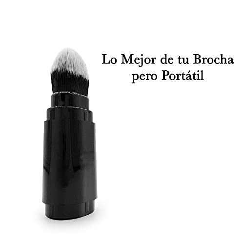 FILUMM Brochas De Maquillaje Profesional Con Espejo Pequeño De Maquillaje Plegable, Kit De Pinceles Cinco En Uno Para Viaje Y Bolso, Para Rubor, Base De Maquillaje, Sombra De Ojos y Colorete.