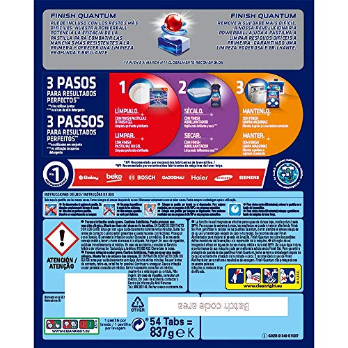 Finish Powerball Quantum Max - Pastillas para el lavavajillas - formato 54 unidades