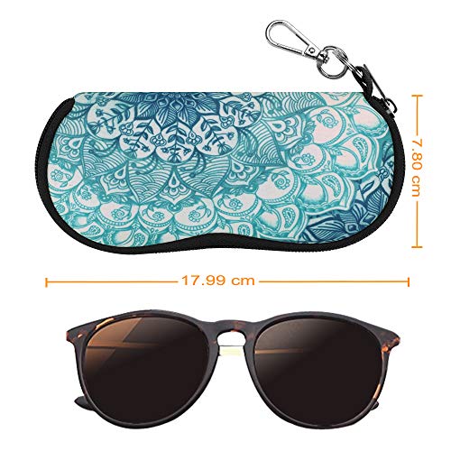Fintie Estuche para las Gafas con Mosquetón - Súper Ligera y Suave Funda de Neopreno con Cremallera a Prueba de Polvo para los Anteojos, Esmeralda