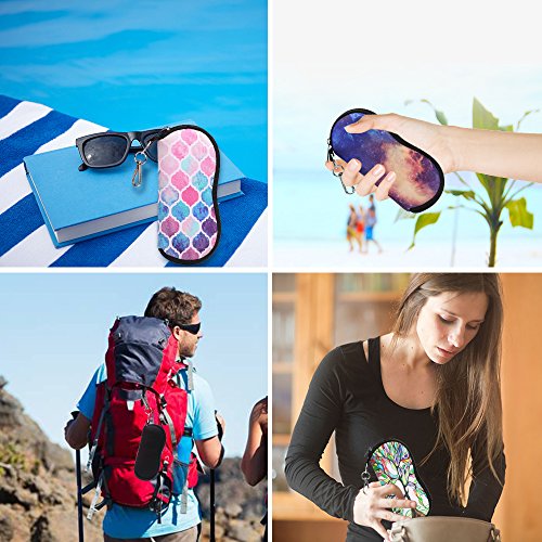 Fintie Estuche para las Gafas con Mosquetón - Súper Ligera y Suave Funda de Neopreno con Cremallera a Prueba de Polvo para los Anteojos, Esmeralda