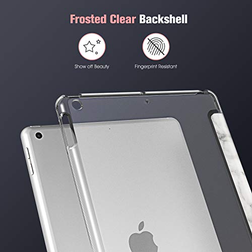 Fintie Funda Compatible con iPad 10,2" 2021/2020/2019 (9.ª, 8.ª y 7.ª Generación) - Trasera Transparente Mate Carcasa Ligera con Soporte y Auto-Reposo/Activación, Mármol