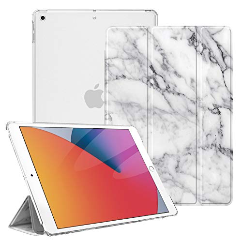Fintie Funda Compatible con iPad 10,2" 2021/2020/2019 (9.ª, 8.ª y 7.ª Generación) - Trasera Transparente Mate Carcasa Ligera con Soporte y Auto-Reposo/Activación, Mármol