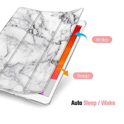 Fintie Funda Compatible con iPad 10,2" 2021/2020/2019 (9.ª, 8.ª y 7.ª Generación) - Trasera Transparente Mate Carcasa Ligera con Soporte y Auto-Reposo/Activación, Mármol