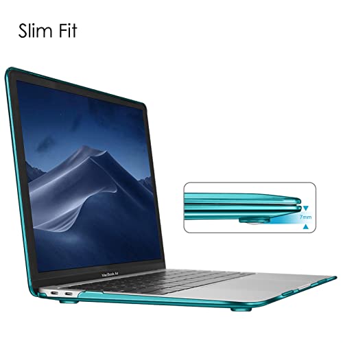 Fintie Funda Compatible con MacBook Air 13" (2020/2019/2018) - Súper Delgada Carcasa Protectora de Plástico Duro para Modelo A2337(M1)/A2179/A1932, Transparente Verde Azulado