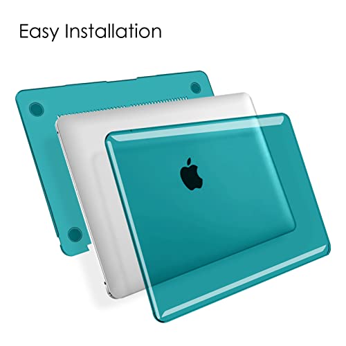 Fintie Funda Compatible con MacBook Air 13" (2020/2019/2018) - Súper Delgada Carcasa Protectora de Plástico Duro para Modelo A2337(M1)/A2179/A1932, Transparente Verde Azulado