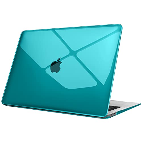 Fintie Funda Compatible con MacBook Air 13" (2020/2019/2018) - Súper Delgada Carcasa Protectora de Plástico Duro para Modelo A2337(M1)/A2179/A1932, Transparente Verde Azulado