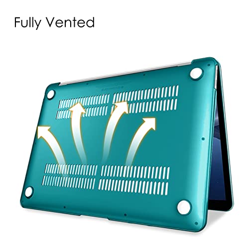 Fintie Funda Compatible con MacBook Air 13" (2020/2019/2018) - Súper Delgada Carcasa Protectora de Plástico Duro para Modelo A2337(M1)/A2179/A1932, Transparente Verde Azulado
