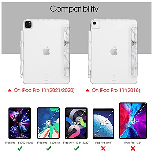 Fintie Funda para iPad Pro 11" (3.ª Generación, 2021) - Carcasa Ligera con Portalápiz Trasera Transparente Mate Auto-Reposo/Activación Compatible con iPad Pro 11" 2020/2018, Mármol