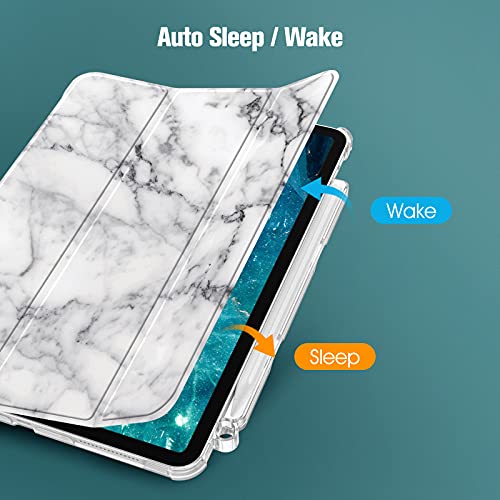 Fintie Funda para iPad Pro 11" (3.ª Generación, 2021) - Carcasa Ligera con Portalápiz Trasera Transparente Mate Auto-Reposo/Activación Compatible con iPad Pro 11" 2020/2018, Mármol