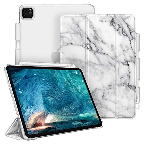 Fintie Funda para iPad Pro 11" (3.ª Generación, 2021) - Carcasa Ligera con Portalápiz Trasera Transparente Mate Auto-Reposo/Activación Compatible con iPad Pro 11" 2020/2018, Mármol