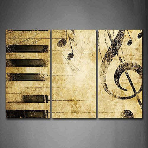 First Wall Art Nota Y Piano Llaves En los PapelPintura de la Pintura de la Pared La impresión de la Imagen en la Lona Música Fotos de la Obra para la Decoración Moderna del Ministerio del Interior