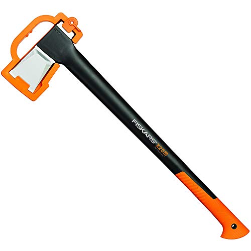 Fiskars Hacha, 2,4 kg, Estuche incluido, Longitud: 77 cm, Negro/Naranja, X25–XL, 1015643