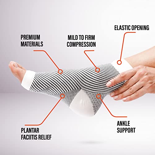 FIT NATION Calcetines compresivos para mujer y hombre. Ideal para el alivio de fascitis plantar y el soporte del tobillo. 2 pares de calcetines compresivos por pack. Blanco