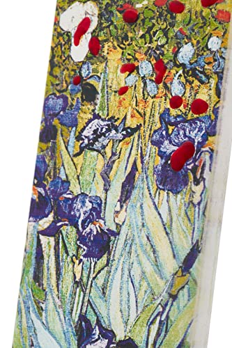 Flatyz Vela plana pintada a mano, sin perfume, sin goteo, sin humo, decorativa | Van Gogh – Irises | Doble mecha con base de metal | Idea de regalo única y acento de decoración del hogar
