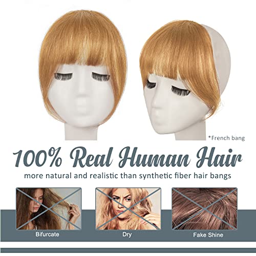 Flequillos Postizos, BARSDAR 100% pelo Natural Humano Flequillo Clip en Flequillo Francés Flequillo fino Limpio con Patillas Clip en Flequillo Cabello Real para Mujeres Color Natural miel rubia