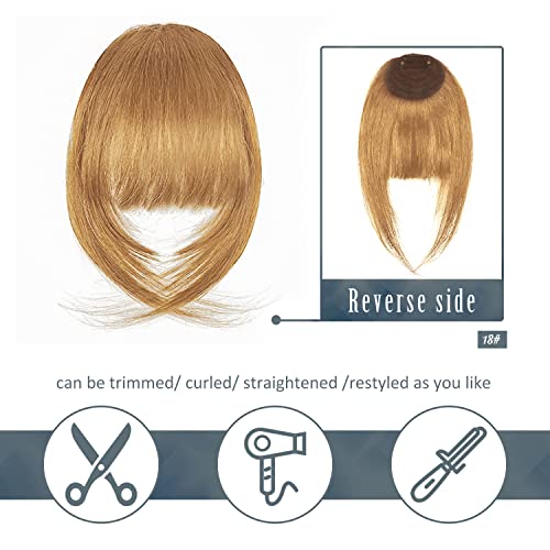 Flequillos Postizos, BARSDAR 100% pelo Natural Humano Flequillo Clip en Flequillo Francés Flequillo fino Limpio con Patillas Clip en Flequillo Cabello Real para Mujeres Color Natural miel rubia