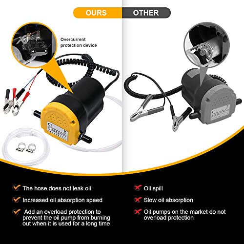 flintronic Bomba Extractora de Aceite, 12V 60W Bomba de Aceite de Aspiración Bomba de Transferencia de Aceite y Diesel, para Automóviles/Motocicletas/Barcos/Caravanas-con Protección de sobrecarga
