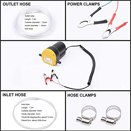 flintronic Bomba Extractora de Aceite, 12V 60W Bomba de Aceite de Aspiración Bomba de Transferencia de Aceite y Diesel, para Automóviles/Motocicletas/Barcos/Caravanas-con Protección de sobrecarga