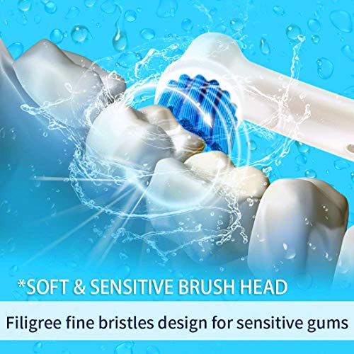 FLM 3D Sensitive Clean EBS17 - Cabezal de recambio para cepillo de dientes eléctrico compatibles con Braun Oral B, 16 unidades