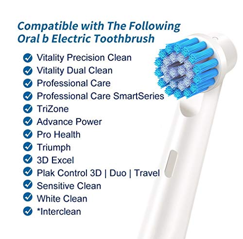 FLM 3D Sensitive Clean EBS17 - Cabezal de recambio para cepillo de dientes eléctrico compatibles con Braun Oral B, 16 unidades