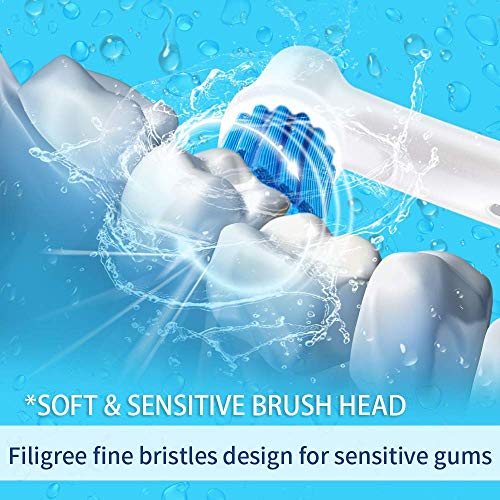 FLM 3D Sensitive Clean EBS17 - Cabezal de recambio para cepillo de dientes eléctrico compatibles con Braun Oral B, 4 unidades