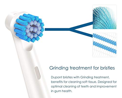 FLM 3D Sensitive Clean EBS17 - Cabezal de recambio para cepillo de dientes eléctrico compatibles con Braun Oral B, 4 unidades