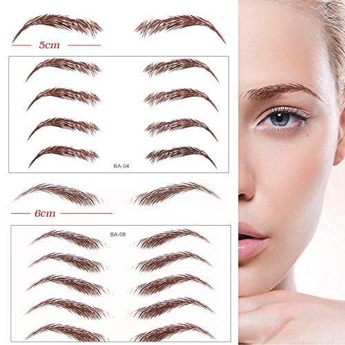 FLOFIA 80 Pares Pegatinas de Cejas Adhesivas Postizas, Tatuaje Cejas Auténtica con Forma De Cabello Impermeable Waterproof, Larga Duración para Mujer Hombre Unisex Maquillaje, Marrón