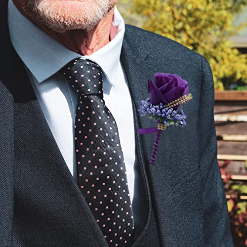 Flor Boutonniere Buen collar Artificial Rose Boutonniere Simulación Flower Corsage Groom Brooch Pins Para Boda 6pcs