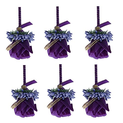 Flor Boutonniere Buen collar Artificial Rose Boutonniere Simulación Flower Corsage Groom Brooch Pins Para Boda 6pcs