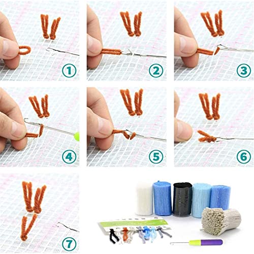 Flor Kit de alfombra de ganchillo Latch Alfombra de Gancho Patrón Bordado Decoración para El Hogar diseño de lona impresa manualidades cojín de ganchillo juego ( Color : F , Size : 61*87 cm )