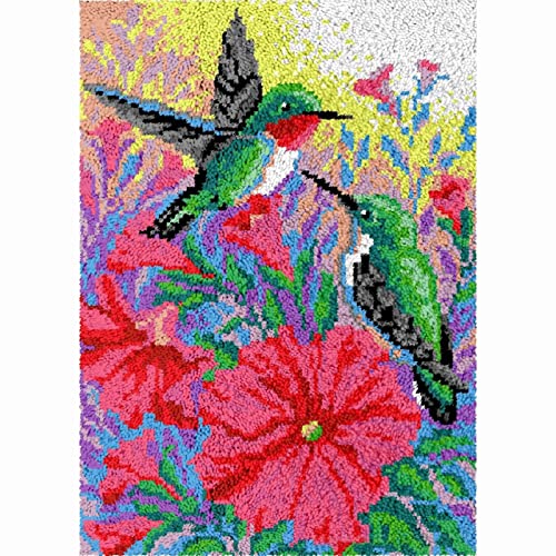 Flor Kit de alfombra de ganchillo Latch Alfombra de Gancho Patrón Bordado Decoración para El Hogar diseño de lona impresa manualidades cojín de ganchillo juego ( Color : F , Size : 61*87 cm )