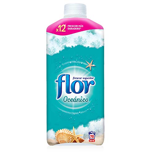 Flor - Suavizante para la ropa concentrado, aroma frescor oceánico - Pack de 8, hasta 576 dosis