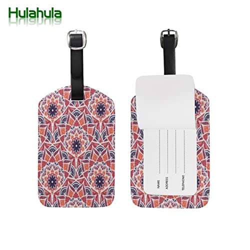Floral Flor Etnico Oriental Viaje Etiqueta del Equipaje con la Tarjeta de la ID del Nombre Etiquetas de la Maleta para Niños Niñas(3PACK)