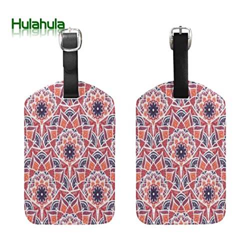 Floral Flor Etnico Oriental Viaje Etiqueta del Equipaje con la Tarjeta de la ID del Nombre Etiquetas de la Maleta para Niños Niñas(3PACK)