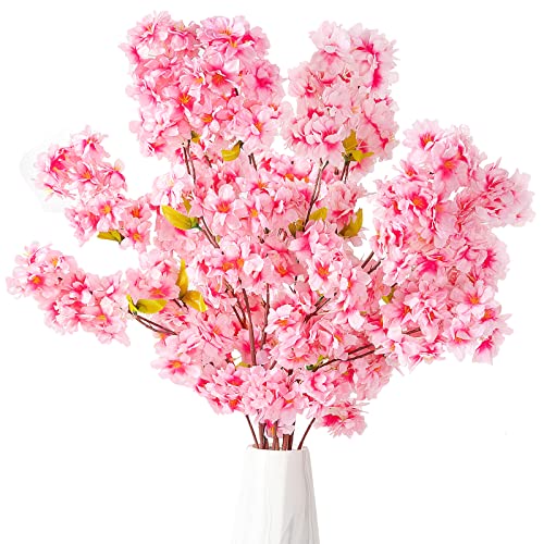 Floralsecret Flores artificiales en flor de cerezo de 42.25 pulgadas en flor de cerezo de seda rosa para el hogar, jardín, boda, mesa, centro de fiesta, evento, decoración de primavera.