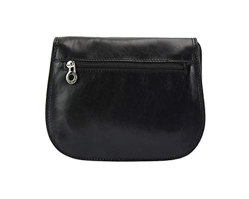 Florence Leather Market Bolso con bandolera Ines en piel de becerro suave - 6568 - Bolsos (Negro)