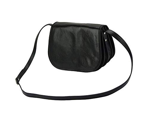 Florence Leather Market Bolso con bandolera Ines en piel de becerro suave - 6568 - Bolsos (Negro)