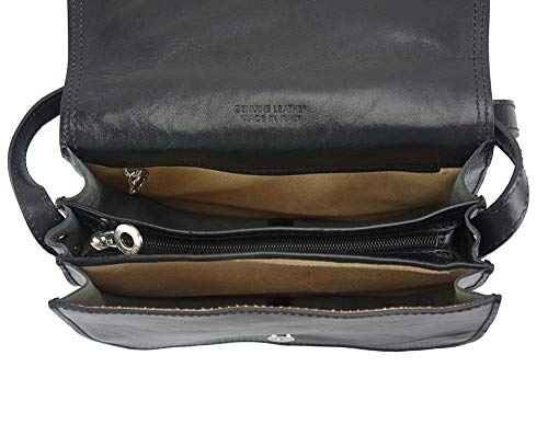 Florence Leather Market Bolso con bandolera Ines en piel de becerro suave - 6568 - Bolsos (Negro)