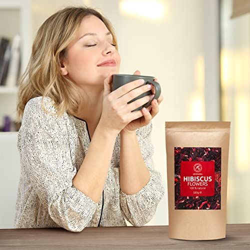 Flores de Hibisco Secas - 500g - Té de Flor de Hibisco - Refresco - Té de Karkade - Vegetariano - Vegano - Hibisco para Té - Infusiones o Cocinar - Sin Aditivos - Sin Cafeína