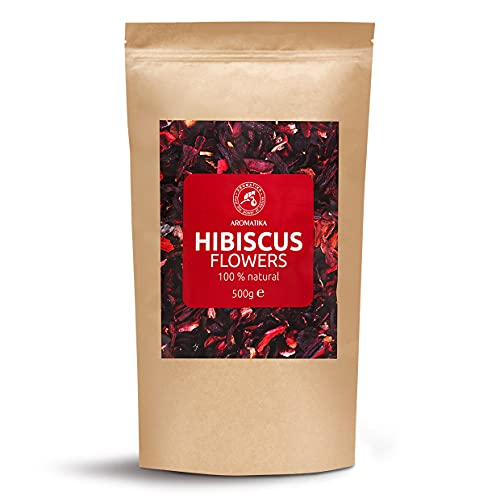 Flores de Hibisco Secas - 500g - Té de Flor de Hibisco - Refresco - Té de Karkade - Vegetariano - Vegano - Hibisco para Té - Infusiones o Cocinar - Sin Aditivos - Sin Cafeína