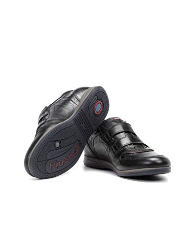 Fluchos | Deportivo de Hombre | Daniel 9262 Habana Negro Com.9 Deportivo | Deportivo de Piel | Cierre con Velcro | Piso de Goma