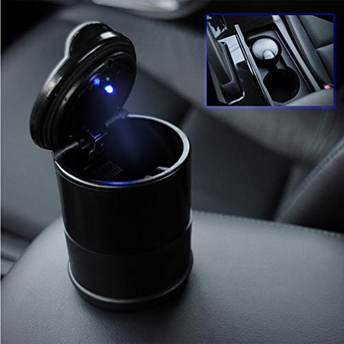 FOCCTS Cenicero Universal para Automóviles con Luz LED Cenicero Resistente al Viento Portátil Ceniceros Plastico Anti-olor